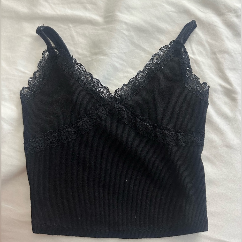 Garage Black lace crop top
